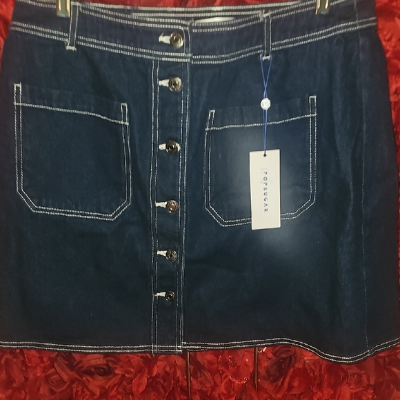 POPSUGAR Dresses & Skirts - POPSUGAR NWT Women's Denim Fruit Stand Mini Skirt Size 16